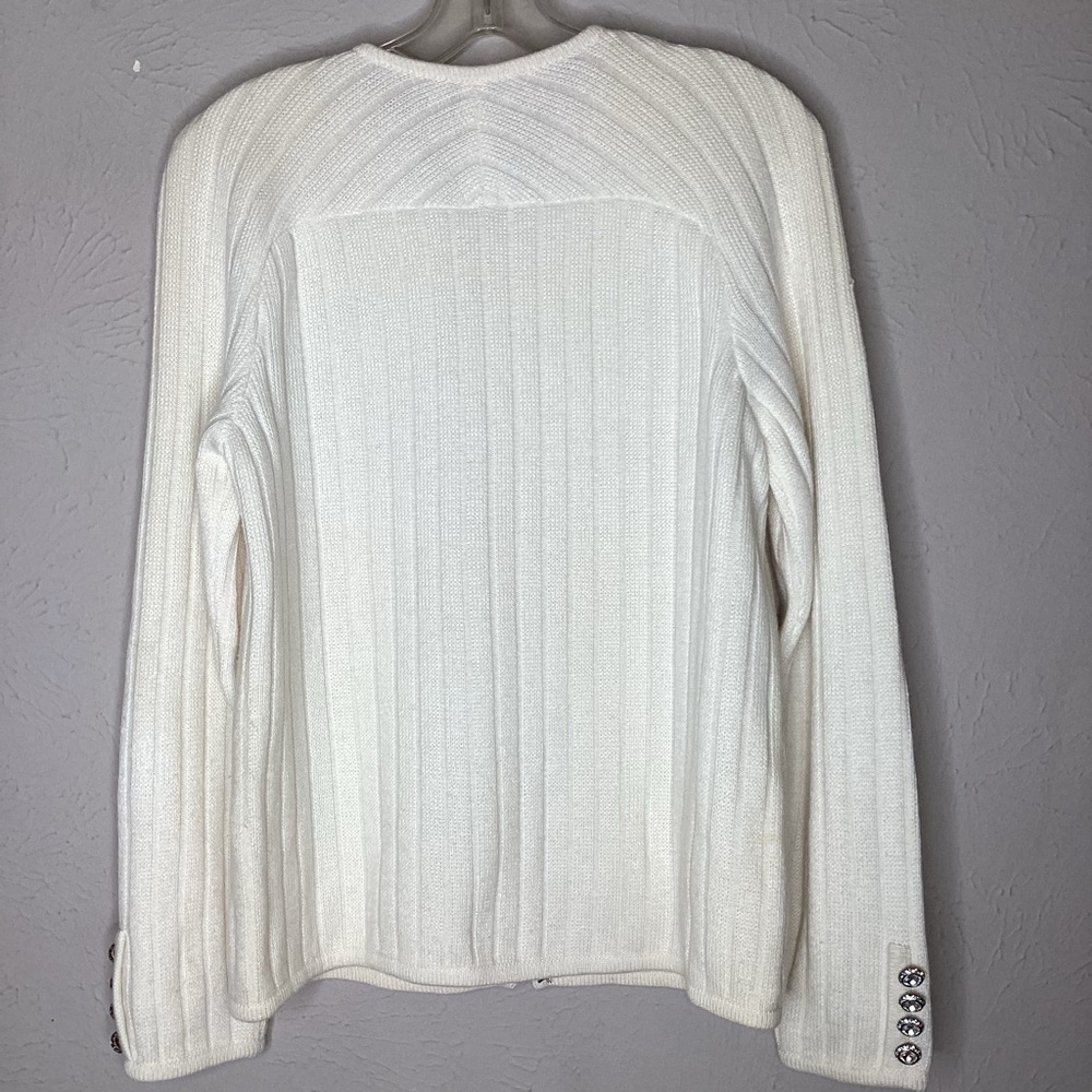 Valentino Ribbed Cardigan Rhinestone Buttons S - Picture 2 of 7